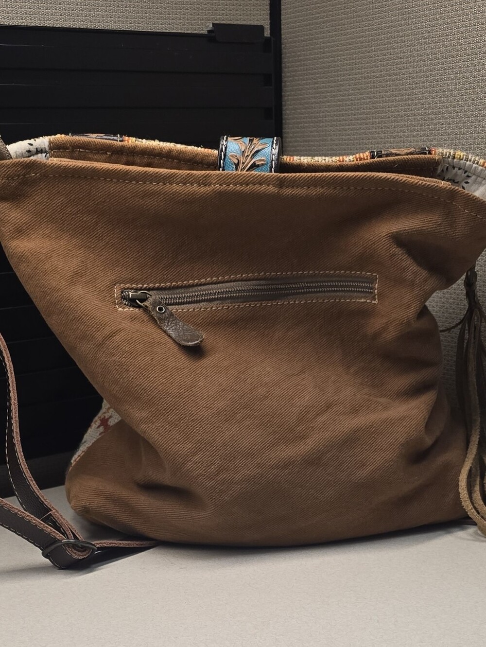 Myra Bag Southwestern Fringe Tooled Leather Crossbody Shoulder Bag - Picture 3 of 8